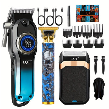 LQT 1pc/2pcs/3Ppcs Electric Hair Clipper Set/Designed for Men/Unique Graffiti Style/Men'S Grooming Kit/Beard Trimmer And Razor/Portable Home Hairdressing Tool/Men'S Gift/Father'S Day/Birthday Gift/Christmas Gift