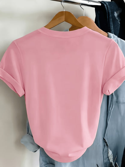Women’s Casual Cotton Blend T-Shirt with M Letter Print, Summer