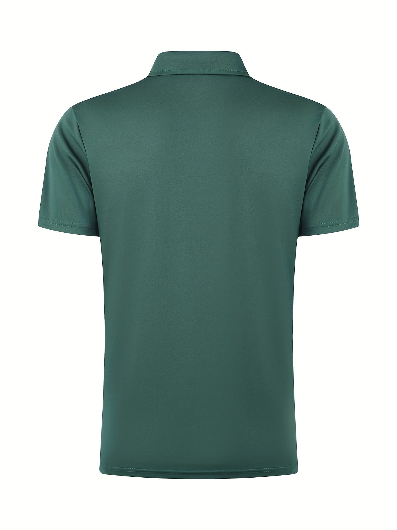 [Golf Apparel] Men's Classic White Shirt - Casual Summer Style with Short Sleeves, Zipper Collar, and Stretch Polyester Fabric - Perfect for Streetwear & Golf
