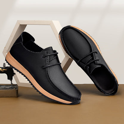 Men's Low-Top Oxford Shoes with Hidden Height Increase, Anti-Slip Sole