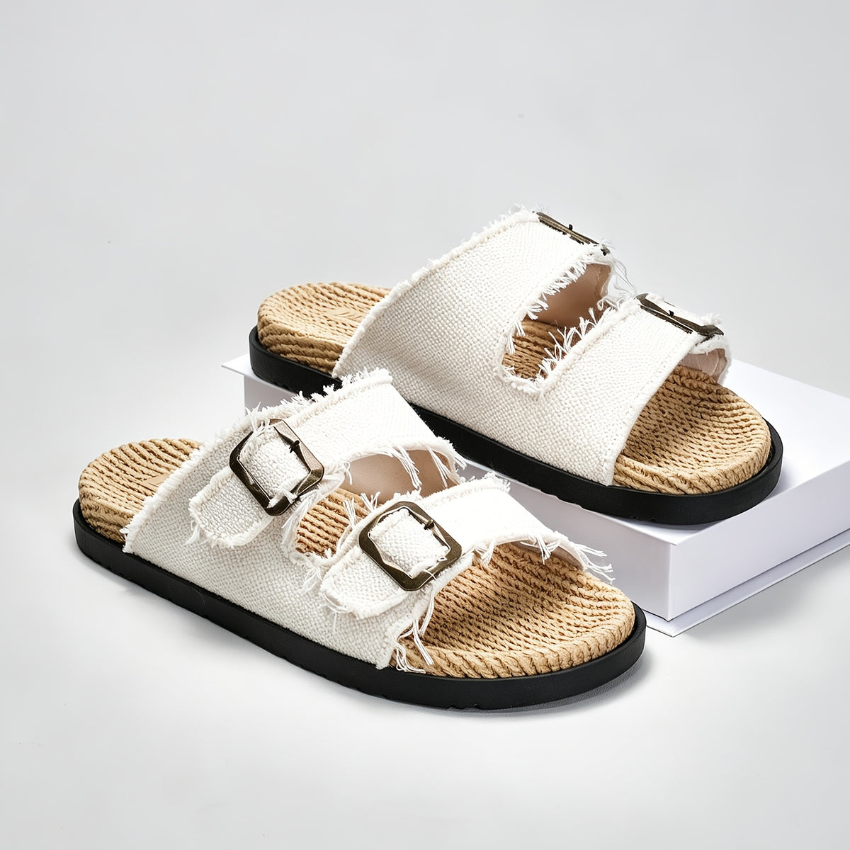 Men's Adjustable Double Buckle Summer Slides with Soft Sole