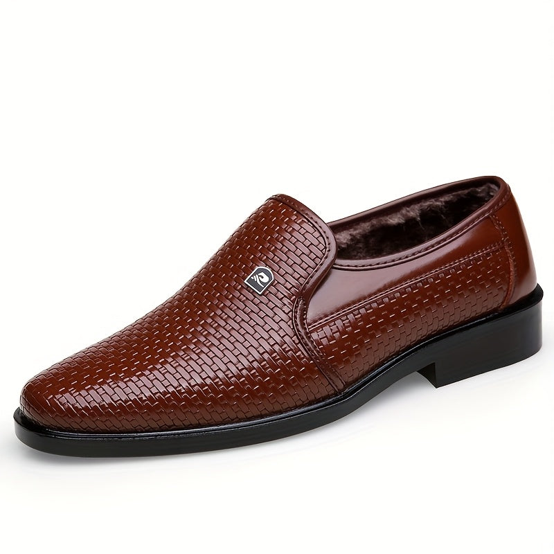 Men's Winter Plush-Lined Business Casual Slip-On Shoes
