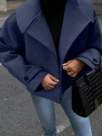 Women's Solid Color Large Lapel Coat, Suitable for Casual Attire. Autumn and Winter Long Sleeve Loose Jacket