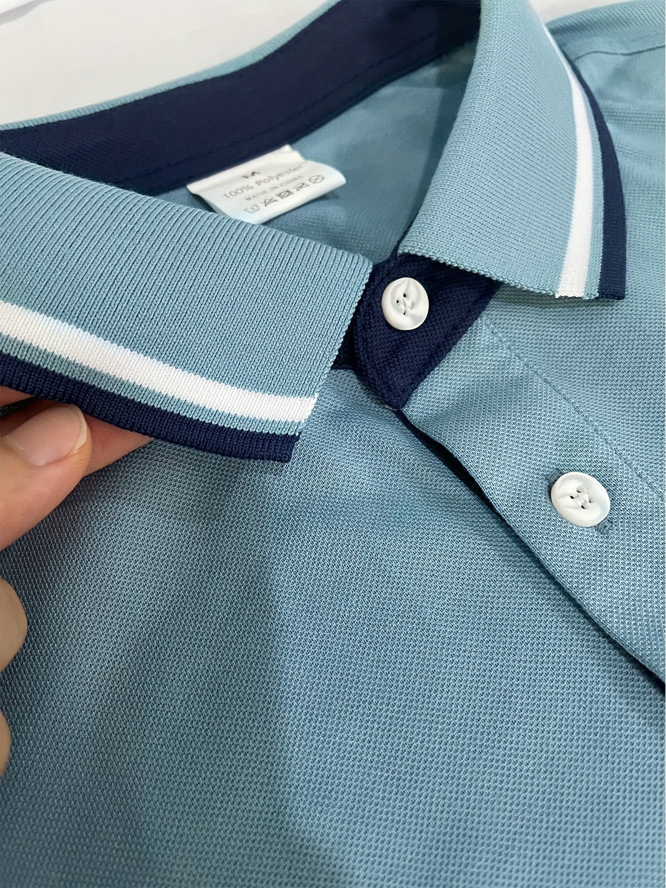 2 հատ տղամարդու կարճաթև վերնաշապիկներ կոնտրաստ օձիքներով - թեթև պոլիեսթեր, պաստել կապույտ և վարդագույն, շրջադարձային օձիքով, կոճակներով փակվող, սովորական, ամենօրյա և գործնական հագուստ, իդեալական ամառային կամ նվերների համար, կարճ թև վերնաշապիկներ