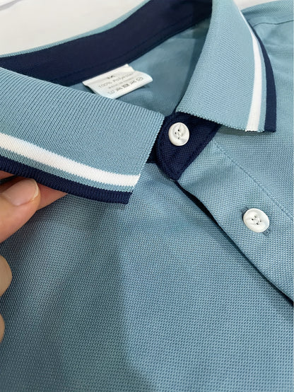 2 հատ տղամարդու կարճաթև վերնաշապիկներ կոնտրաստ օձիքներով - թեթև պոլիեսթեր, պաստել կապույտ և վարդագույն, շրջադարձային օձիքով, կոճակներով փակվող, սովորական, ամենօրյա և գործնական հագուստ, իդեալական ամառային կամ նվերների համար, կարճ թև վերնաշապիկներ