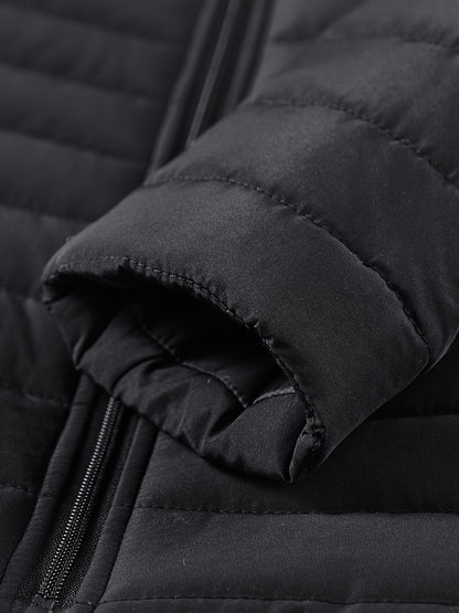 Lightweight Black Quilted Jacket for Men, Featuring a Fashionable Collar And a, Available in Plus Sizes - ayq