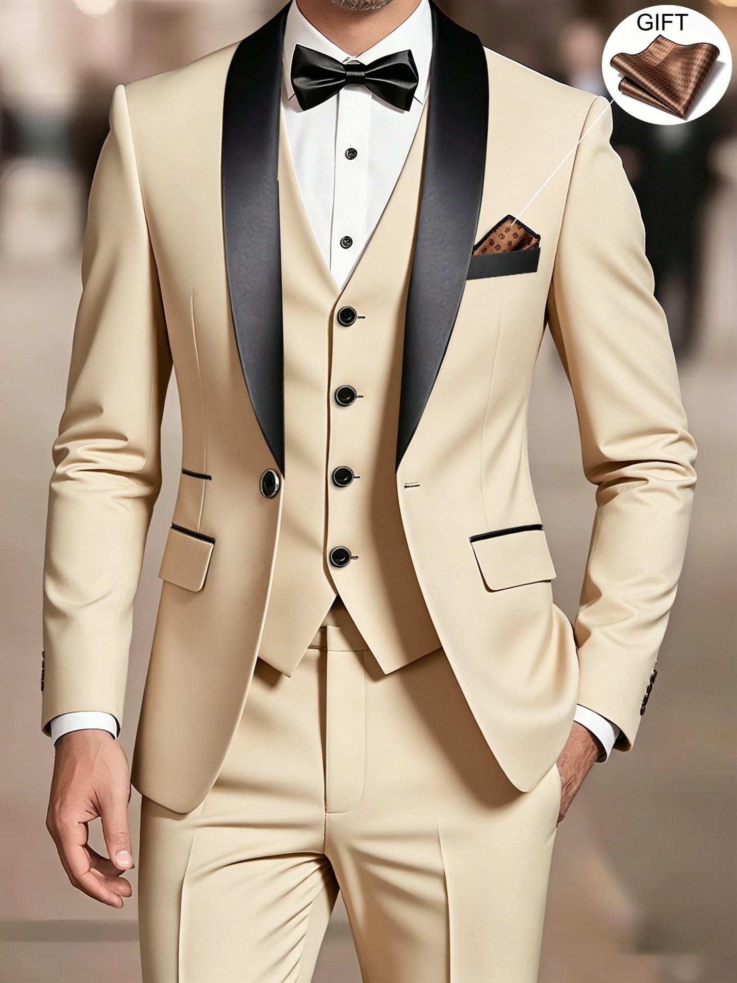 Men's 3-Piece Suit Set - Blazer, Vest & Trousers for Business & Weddin