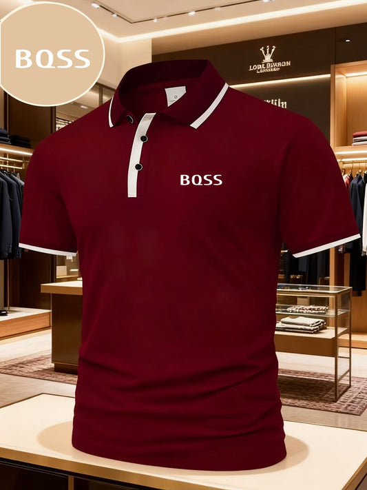 Men'S New Short Sleeve Polo Shirt With Bqss Letter Design | Casual And Business Style, Suitable For Various Occasions, Unisex, Ideal As A Gift - ayq