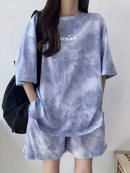 Women's Tie-Dye Loose Fit Short Sleeve Pajama Set