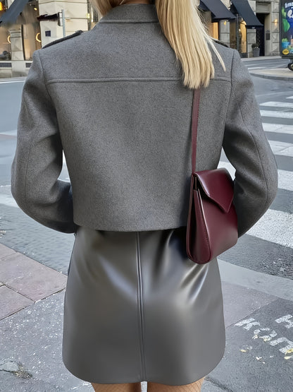 Women'S Elegant Long Sleeve Jacket - Button-Front Closure, Structured Non-Stretch Fabric, Fall/Winter Coat for Everyday & Formal Outfits - Office, Party