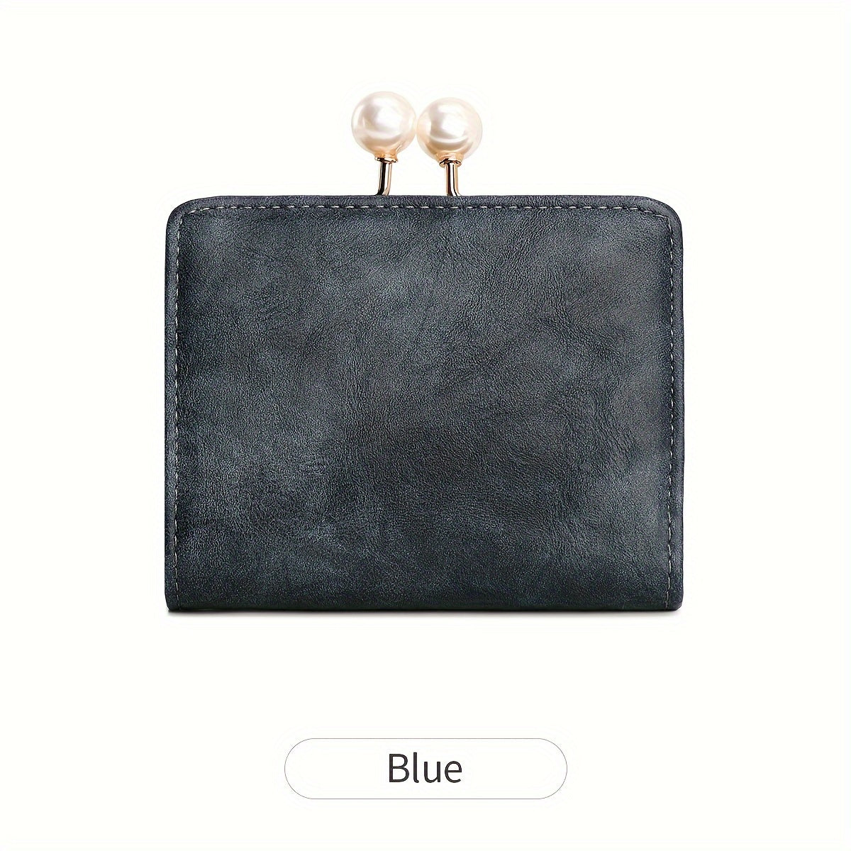 Women's Wallet Short Compact Three Layer LargeCapacity Retro Pearl Wallet High Quality PU Multi Card Seat/Coin ZeroWallet