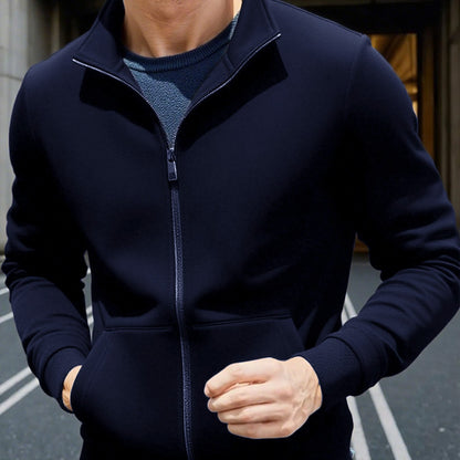 Men'S Lightweight Zip-Up Jacket - Stand Collar Windproof Coat with Full-Zip Closure, Front Pockets - Gym, Hiking, Casual Outerwear - Easy-Care Zipper Jacket for Everyday & Active Lifestyles, Gym Wear, Sleek Design, Durable Co