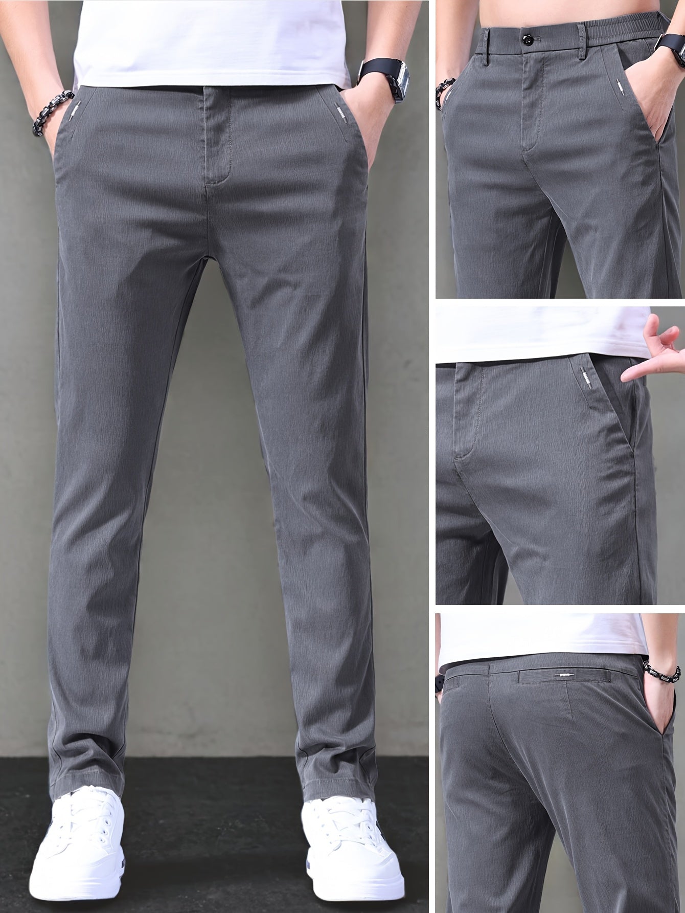Men's Slim-Fit Summer Suit Pants with Stretch Lyocell Fabric
