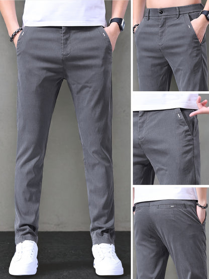 Men's Slim-Fit Summer Suit Pants with Stretch Lyocell Fabric