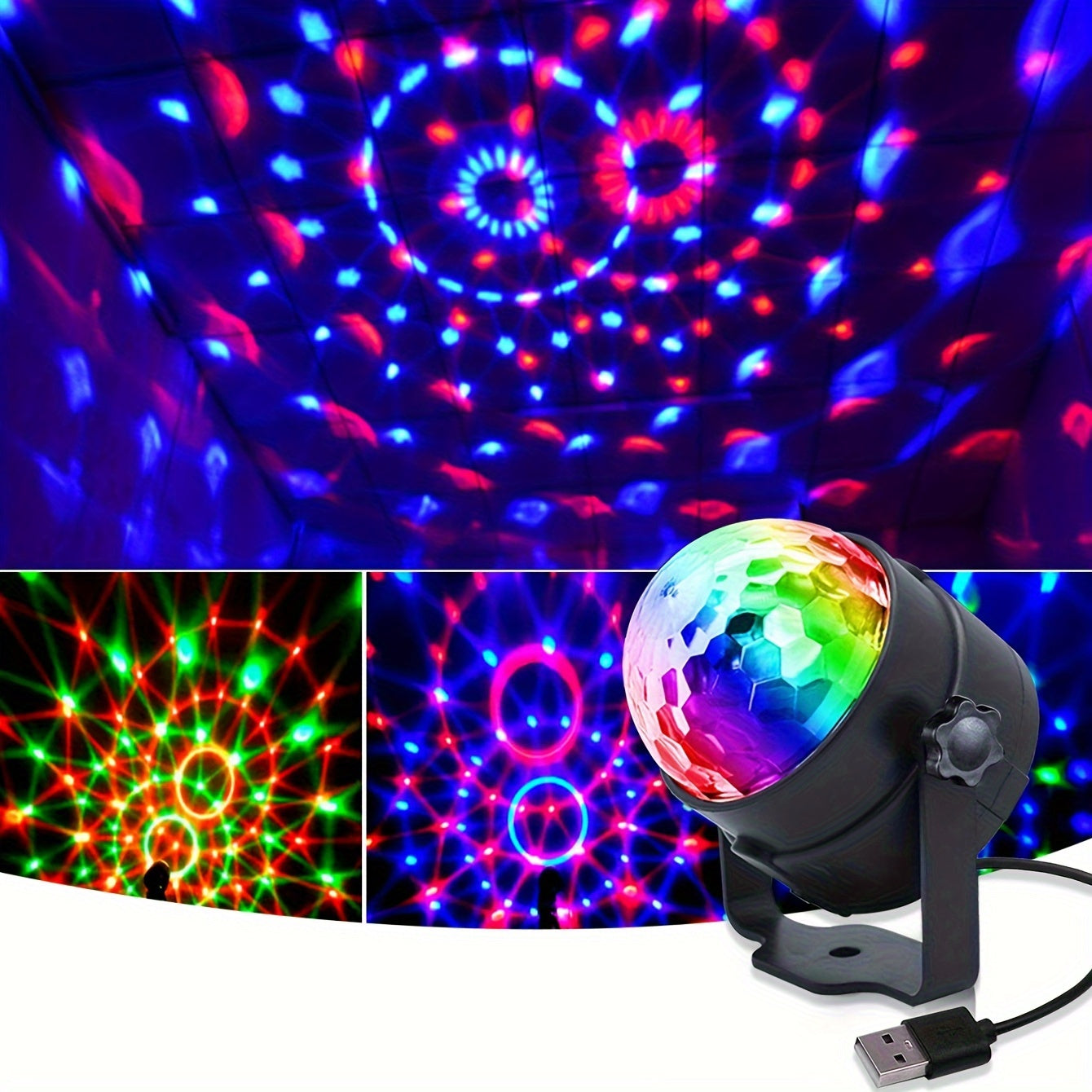 1pc brings parties to life with sound-activated RGB disco ball lights, perfect for house parties, bars, karaoke, weddings and more(without remote control)
