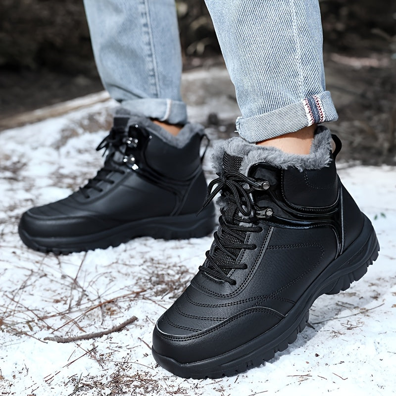 Men'S High-Top Snow Boots for Winter, Featuring Thickened Fleece for Warmth, Designed for Outdoor Activities with Slip-Resistant And Wear-Resistant Properties.