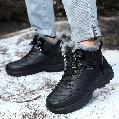 Men'S High-Top Snow Boots for Winter, Featuring Thickened Fleece for Warmth, Designed for Outdoor Activities with Slip-Resistant And Wear-Resistant Properties.