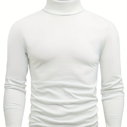 Casual Solid Men's Autumn And Winter Turtleneck Long-sleeved Fit T-shirt