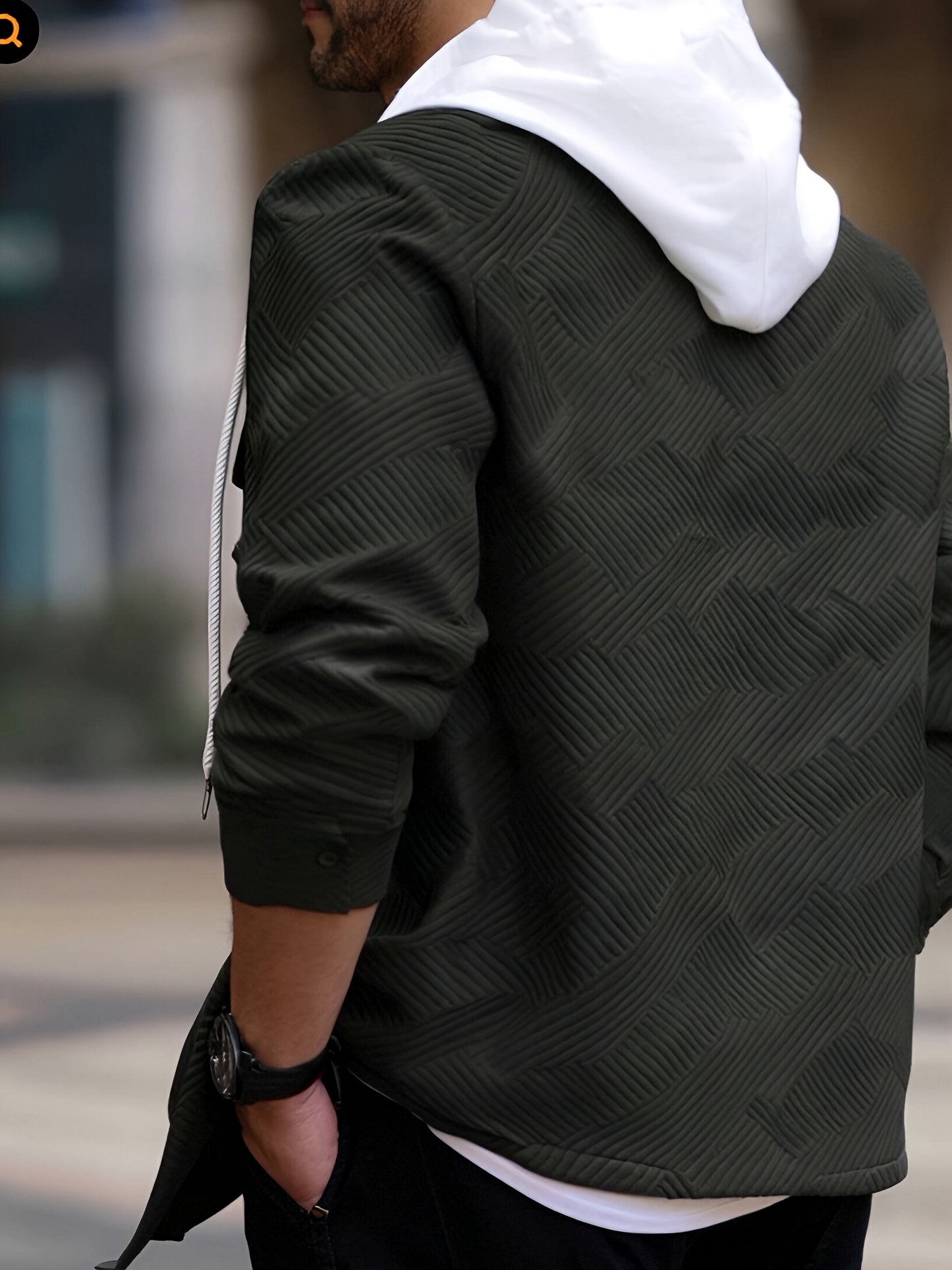 Տղամարդու առօրյա գլխարկով սվիտեր - միագույն երկար թևքով սվիտեր՝ կոճակներով առջևի մասով, սովորական չափսի աշնանային ձմեռային վերնազգեստ ամենօրյա զբոսանքների համար, սվիտեր-բաճկոն, դիմացկուն գործվածք, տրիկոտաժե