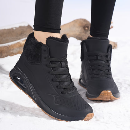 Women'S Mid-Calf Winter Boots with Soft Cushioned Air Cushion, Thick Fleece Lining & Breathable PU Upper - Round Toe Snow Boots for Cold Weather, Casual & Sporty Outfits, Winter Boots, Outdoor Footwear, Modern Footwear, Durab