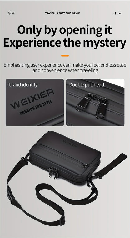 WEIXIER Unisex Fashion Messenger Bag, Shoulder Satchel with Detachable Strap, Polyester Lined, Business Briefcase for Commuting  Outdoor, Ideal Gift for Husband Or Boyfriend