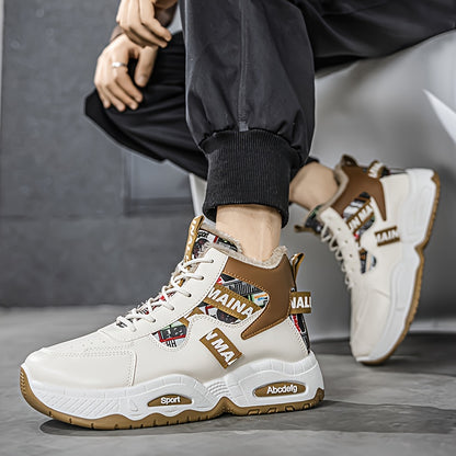 Men's Winter Snow Boots with Thick & Height Increase - Heavy-Duty PU Upper, -Absorbing PVC Sole, Lace-Up Ankle for Ice Traction - Outdoor Ice Skating,, Daily Use (Warm Mid-Calf/Ankle-High)