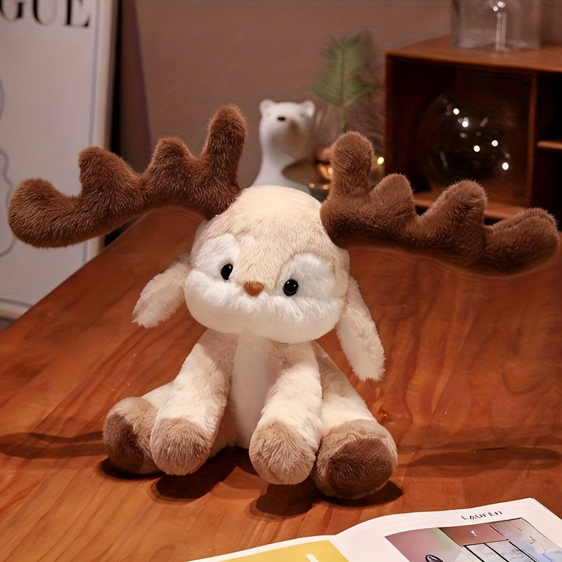 1pc 35CM/13.78IN Cute Brown Little Deer/Fawn Soft Plush Toy, Suitable As a Birthday Gift for a Girlfriend Or, a Companion Pillow, Christmas Gift, Graduation/Valentine'S Day Gift, Couple'S Gift That Conveys Affection, Home Dec