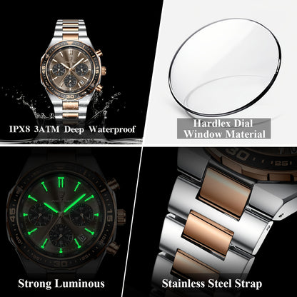 Men's Business Quartz Watch Stainless Steel Waterproof