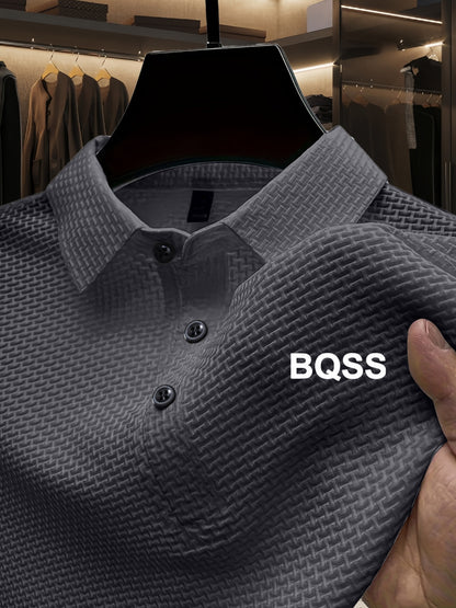 Summer Sports Casual Wear High-End Front Button Short Sleeve Shirt Breathable Turn- Collar Mesh Stretch Solid Color Top Golf Business Men's Short Sleeve - ayq