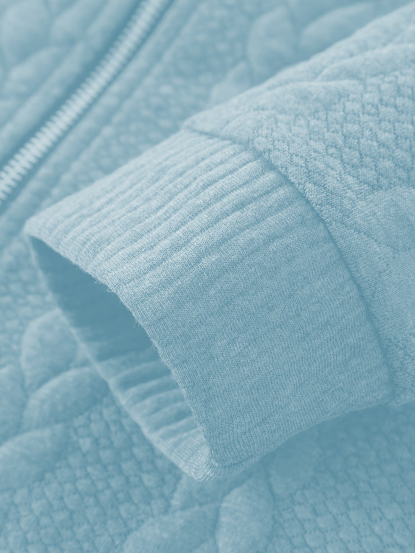 Men'S Light Blue Quilted Zip-Up Jacket - Casual Fall/Winter Outerwear with Stand Collar, Long Sleeves, and Front Pockets, Perfect for Casual Attire, Autumn Winter Apparel | Quilted Texture Jacket | Zippered Jacket