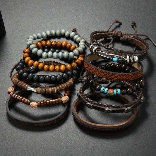 Popular 11pcs Handmade Braided Bracelet Set for Men