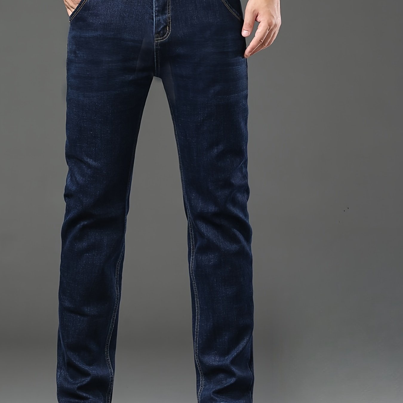 High-quality Men's Denim Trousers, Business Style, Elastic Men's Pants, New Autumn/winter Fashion Trend - ayq