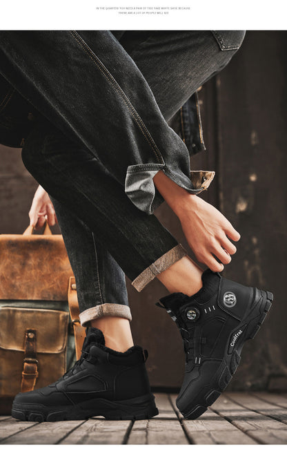 Տղամարդկանց նոր ձմեռային հաստ շերտով կոշիկներ, երեք գույնի, հարմարավետ և տաք, հեշտ հագնվող/հանվող, բռնակի դիզայնով, հարմար է բացօթյա ձյան, լեռնագնացության և լեռնագնացության համար։