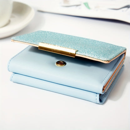 1pc, Women's Luxury High-Quality Wallet, Multi-Functional Multi-Card Slot Exclusive Coin Purse, Portable Compact Versatile Travel, Gorgeous Small Sequins, Exquisite Lady Gentle Style, Unique Design, Metal Snap Closure, Solid