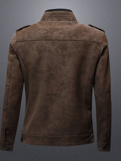Men's Light Luxury PU Texture Casual Business Jacket