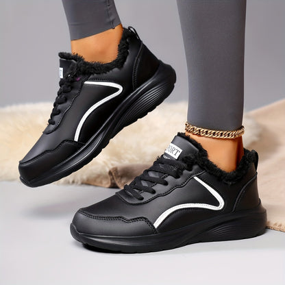 Կանացի ձմեռային ձնագնացքներ - Հաստ պլատֆորմային ներբան՝ լավ բռնման համար, թեթև ցրտադիմացկուն կոշիկներ՝ կապիչով, սահքից պաշտպանող EVA արտաքին ներբան - ամբողջովին սինթետիկ, արհեստական կաշվի նման վերին մաս - տաք, մեկուսացված՝ վազքի, արշավի և այլնի համար