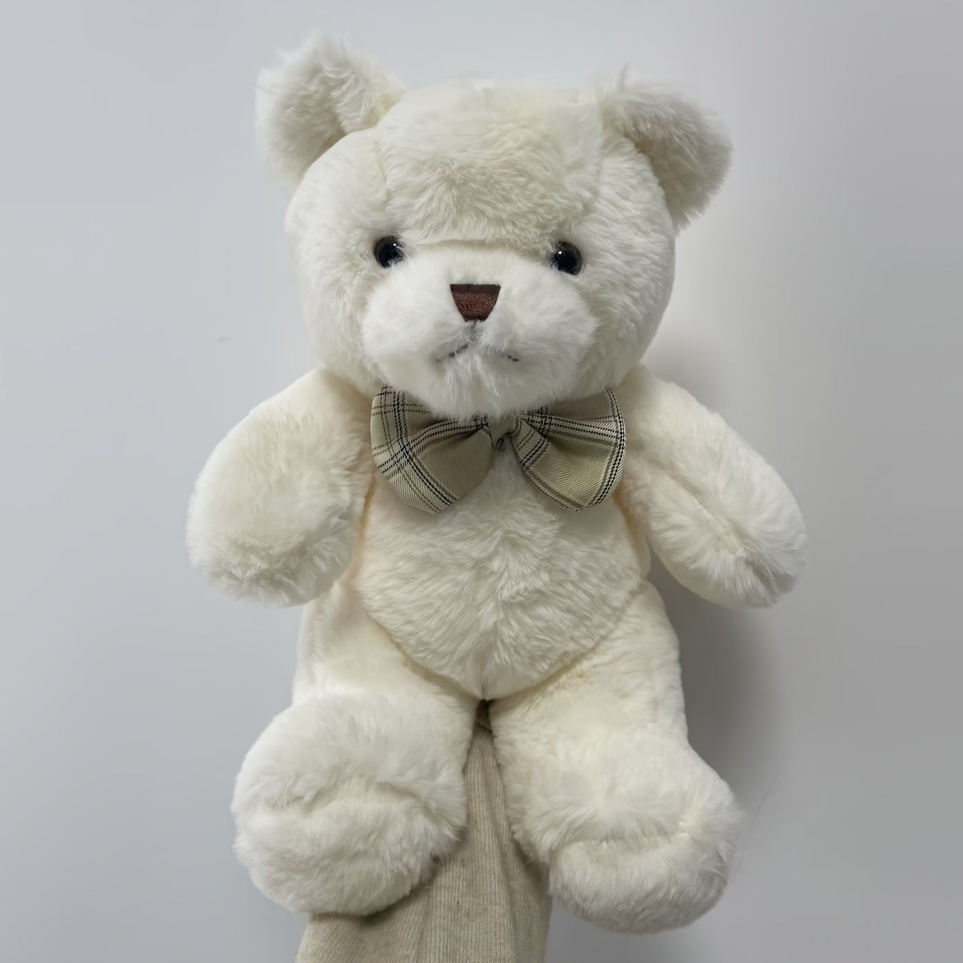 1 Cartoon Bow Bear Plush Toy, 31cm/12.2in, Available in Light Brown and. Suitable for Halloween, Thanksgiving, Christmas, New Year, Valentine's Day, Mother's Day, Carnival, Easter. Ideal for Living Room, Sofa, Bedroom, Bedsid