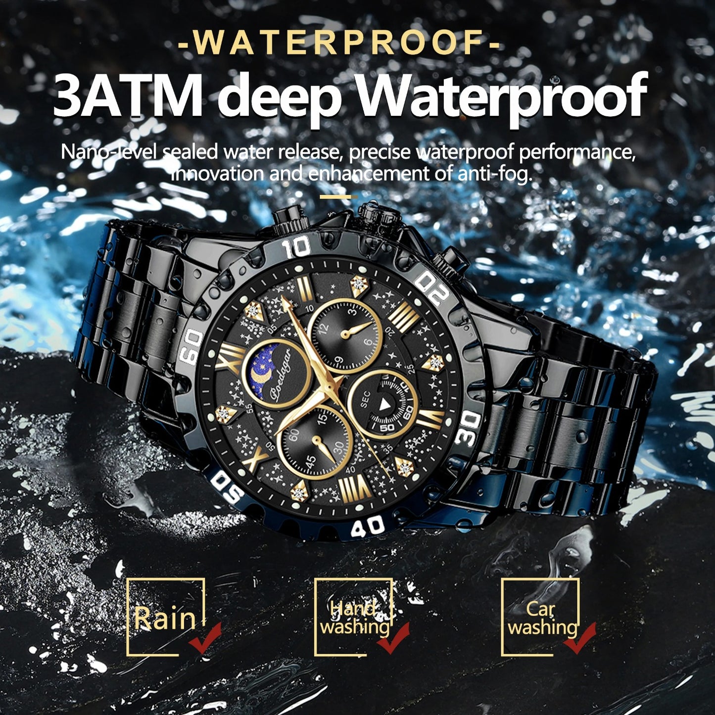 POEDAGAR Men's Quartz Business Watch with Calendar & Waterproof