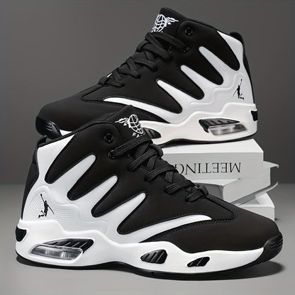 Men's High-Top Basketball Shoes Lightweight Breathable PU Sneakers