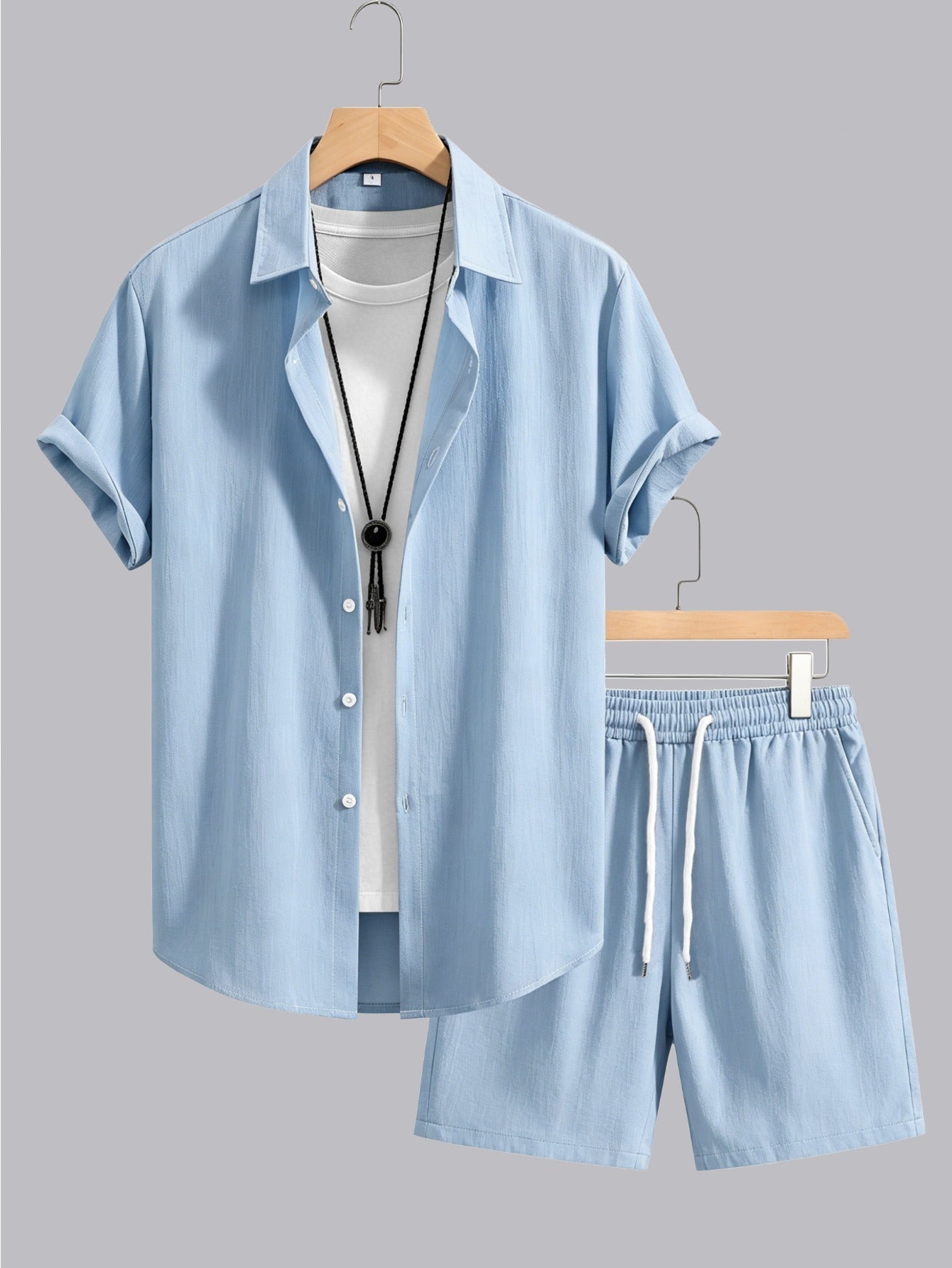 Men's Summer Casual Shirt & Shorts Set - Lightweight, Breathable