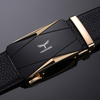 Men'S Fashionable Automatic Buckle Belt - Black, Adjustable, PVC Material, Stylish Design for Casual Attire, Casual Attire Accessory | Modern Casual Belt | Durable Belt Material, Belts for Men