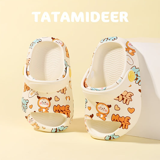 TATAMIDEER Unisex Kid's Open Toe Breathable Slippers, Comfy Non Slip Adorable Slides For Boy's & Girl's Outdoor Activities