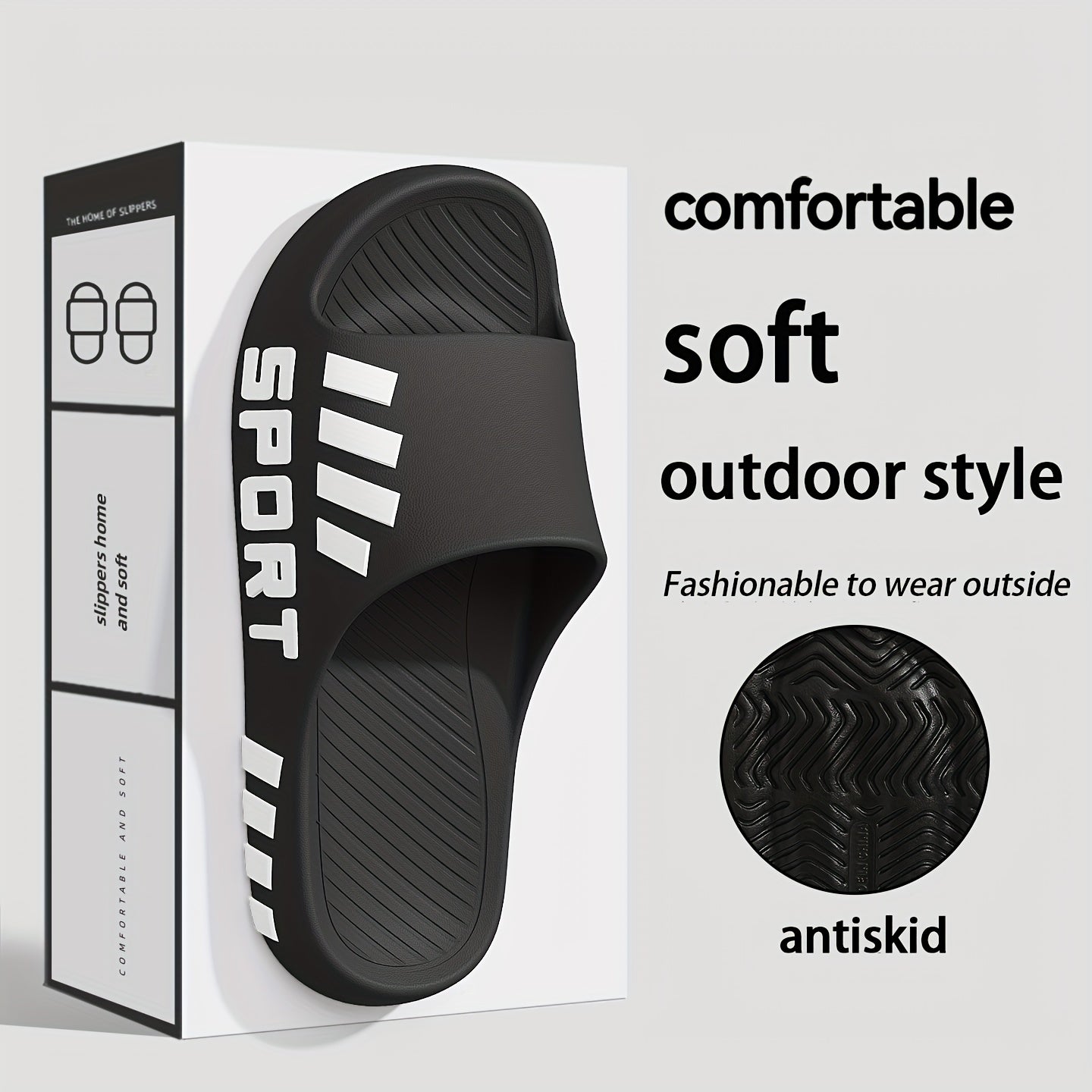 FZT Four Seasons Slippers, Letter Design Slippers, Men's Outdoor Thick-Soled Comfortable Slippers, Couple Style Indoor Home EVA Material, Soft Slip-On Open-Toe Beach Slippers for Women, Daily Casual Outdoor Slippers, Vacation - ayq