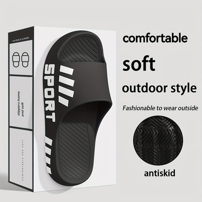 FZT Four Seasons Slippers, Letter Design Slippers, Men's Outdoor Thick-Soled Comfortable Slippers, Couple Style Indoor Home EVA Material, Soft Slip-On Open-Toe Beach Slippers for Women, Daily Casual Outdoor Slippers, Vacation - ayq