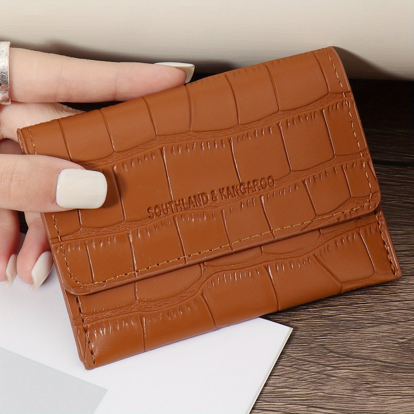 Women'S Small PU Wallet - Solid Color Short Style Featuring Card Slots And a Zippered Coin Pocket