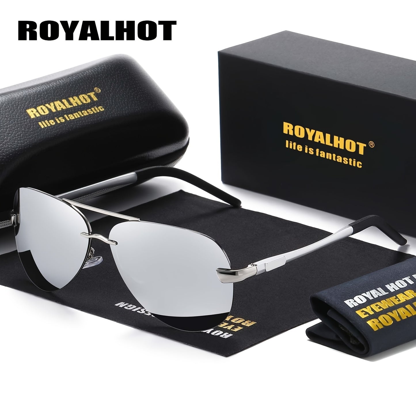 Unisex Oval Polarized Sunglasses with Mixed Frame and Case