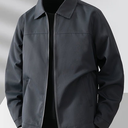 Men'S Lightweight Business Jacket - Zip-Up Formal Coat with Notch Lapel, Olive Green - Office, Wedding, Travel - Durable Polyester Jacket for Professional & Casual Attire - Spring/Fall Outerwear, Office Wear, Sleek Design, Hi