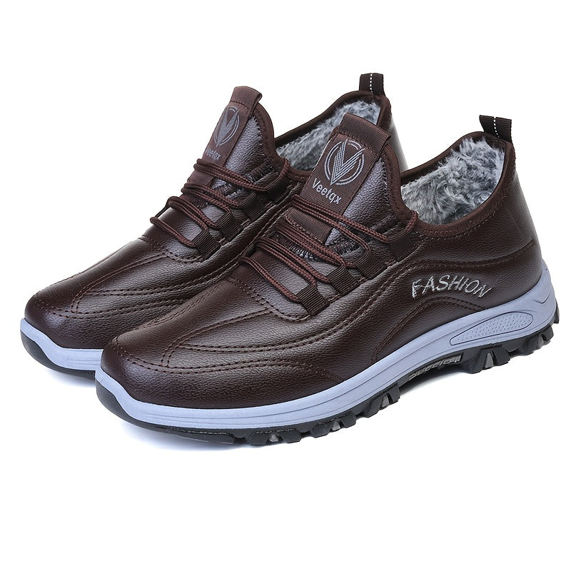 Men'S Winter Shoes - Lightweight Cold Weather Sneakers with Non-Slip Rubber Sole, Brown Formal & Casual Shoes for Dad, Everyday & Formal Events - Easy-Clean Synthetic Upper, Seasonal Footwear, Sleek Design, Comfortable Fit, L