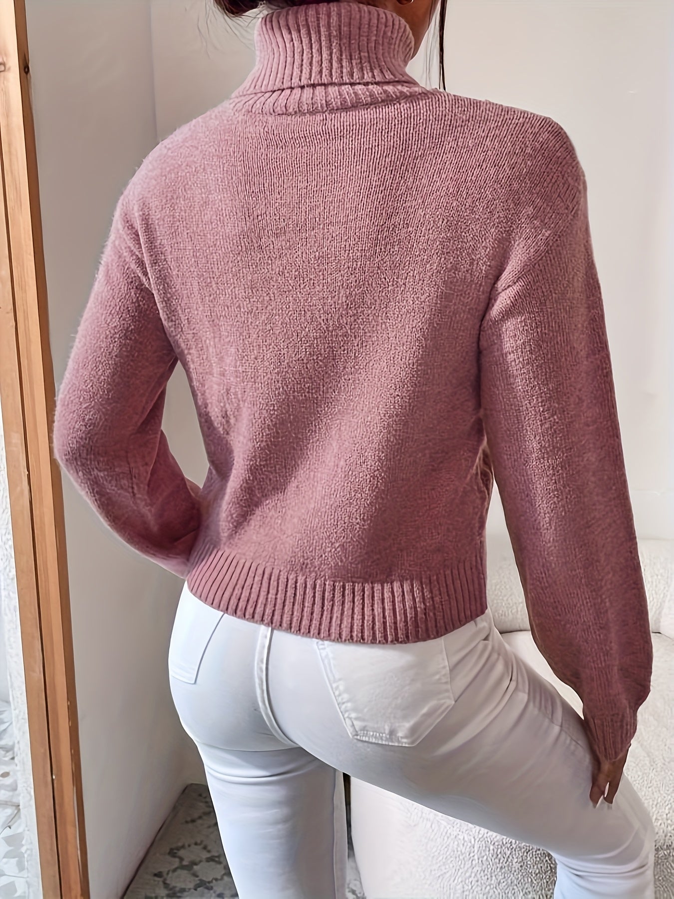 Women's High Neck Twisted Sweater