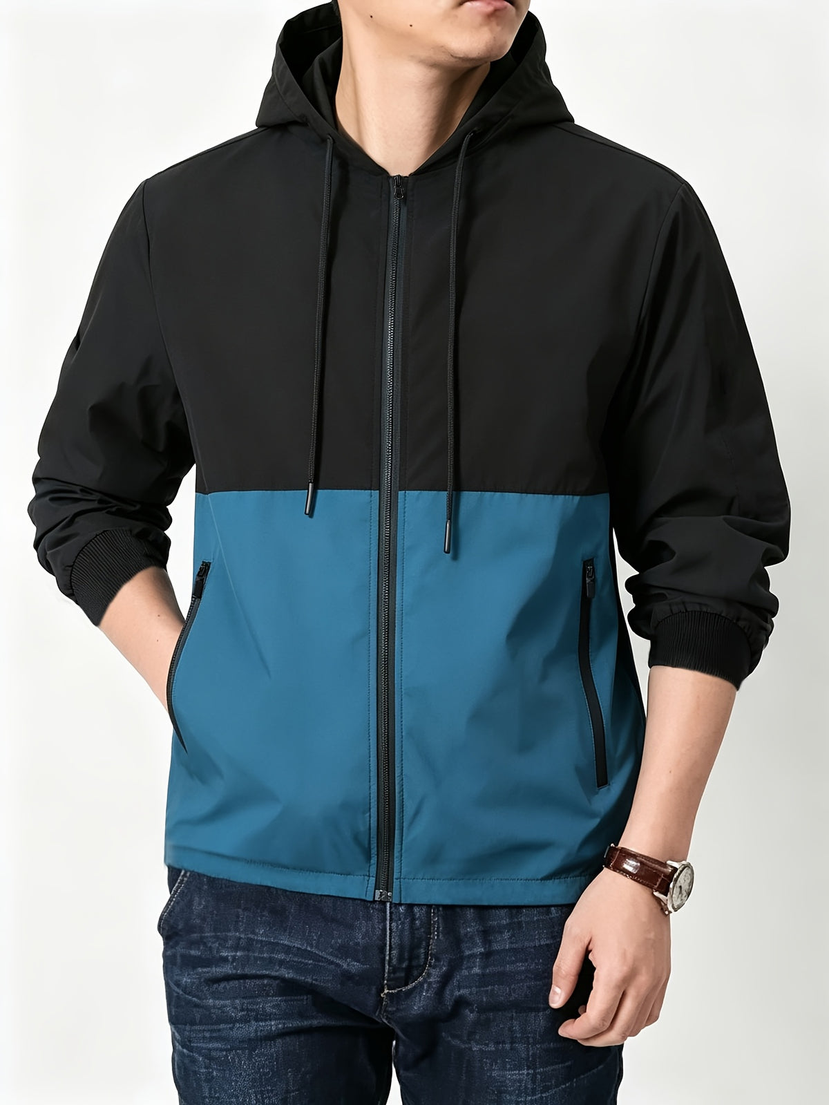 Men's Casual Hooded Drawstring Jacket Lightweight Softshell